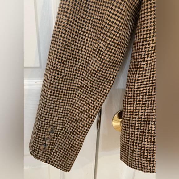 Sz 6 VINTAGE ANN TAYLOR  HOUNDSTOOTH SINGLE-BREASTED BLAZER: Tan, Brown & Black - Picture 8 of 12